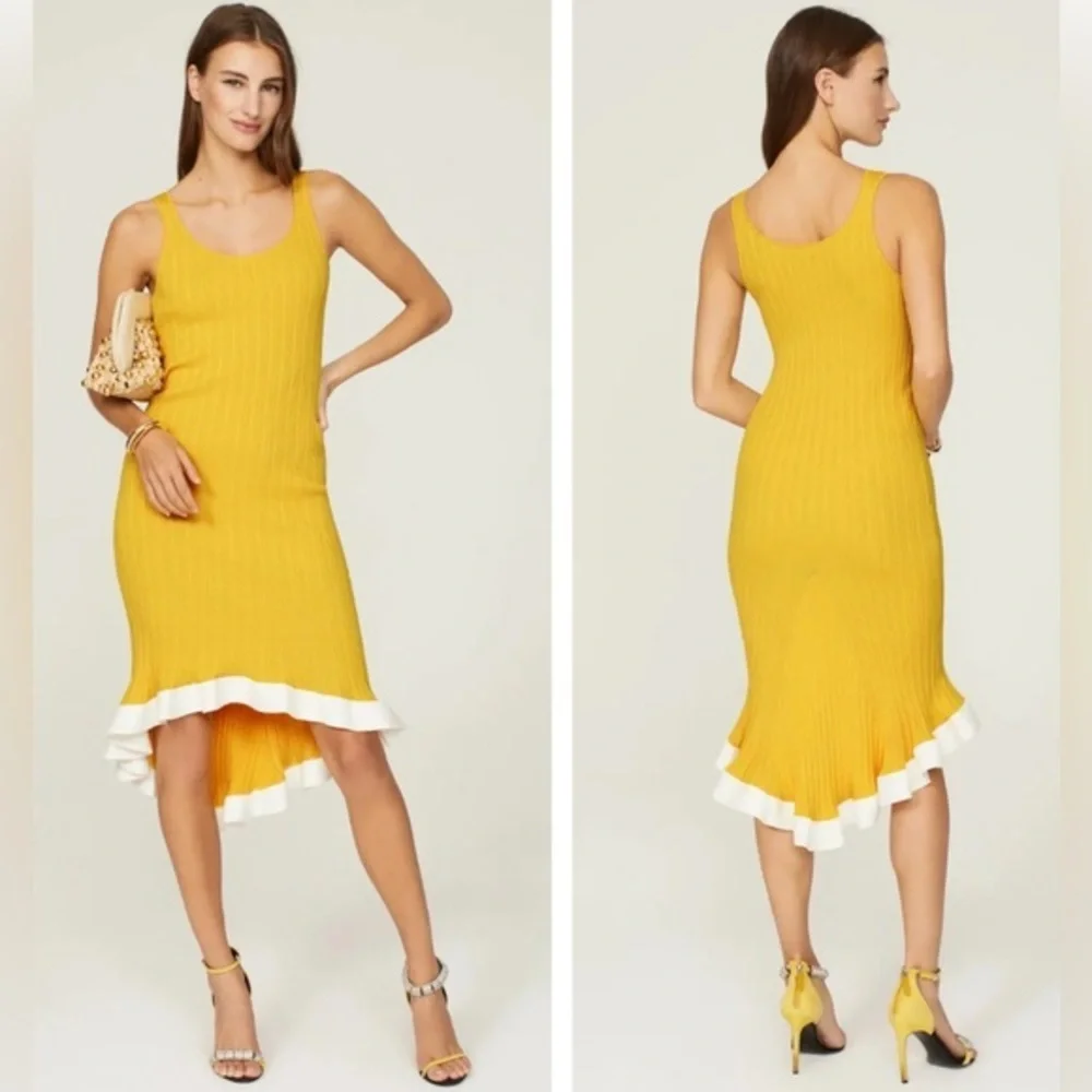 Esteban Cortazar x RTR Sunflower Yellow Knit Dress sz: M (hi-low)